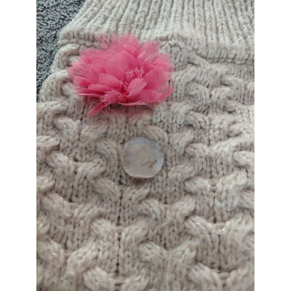 TOP PAW - DOG SWEATER - ACRYLIC BLEND - CREAM - FLOWERS - LARGE